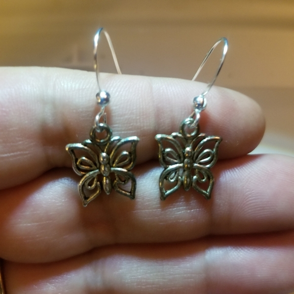 NEW Butterfly Tibetan Silver Earings - Picture 2 of 4